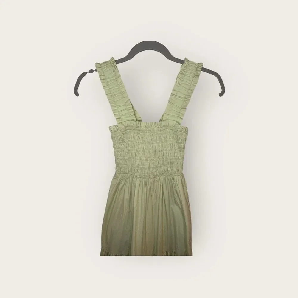 Abercrombie & Fitch Dress Green Smocked Bodice Tiered Boho Size XXS